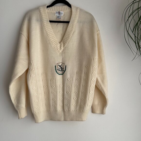 Vintage Knit Sweater Cream Embroidered - Picture 1 of 4